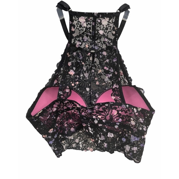 VS Pink Bralette Push Up Black Pink High Neck Sz S - Picture 4 of 6